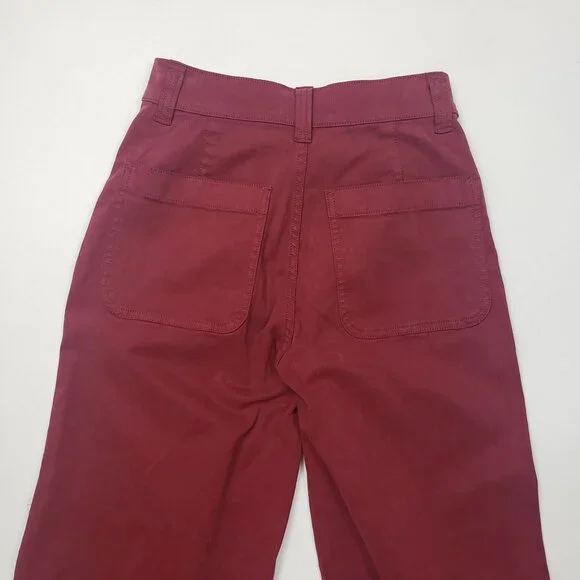 Madewell Emmett Wide-Leg Pants Women's Size 23 Claret Red Patch Pocket Edition - Picture 16 of 16